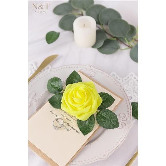 Artificial Flowers 25Pcs Fake Flowers Fall Roses Perfect DIY Wedding Bouquets - Picture 3 of 6